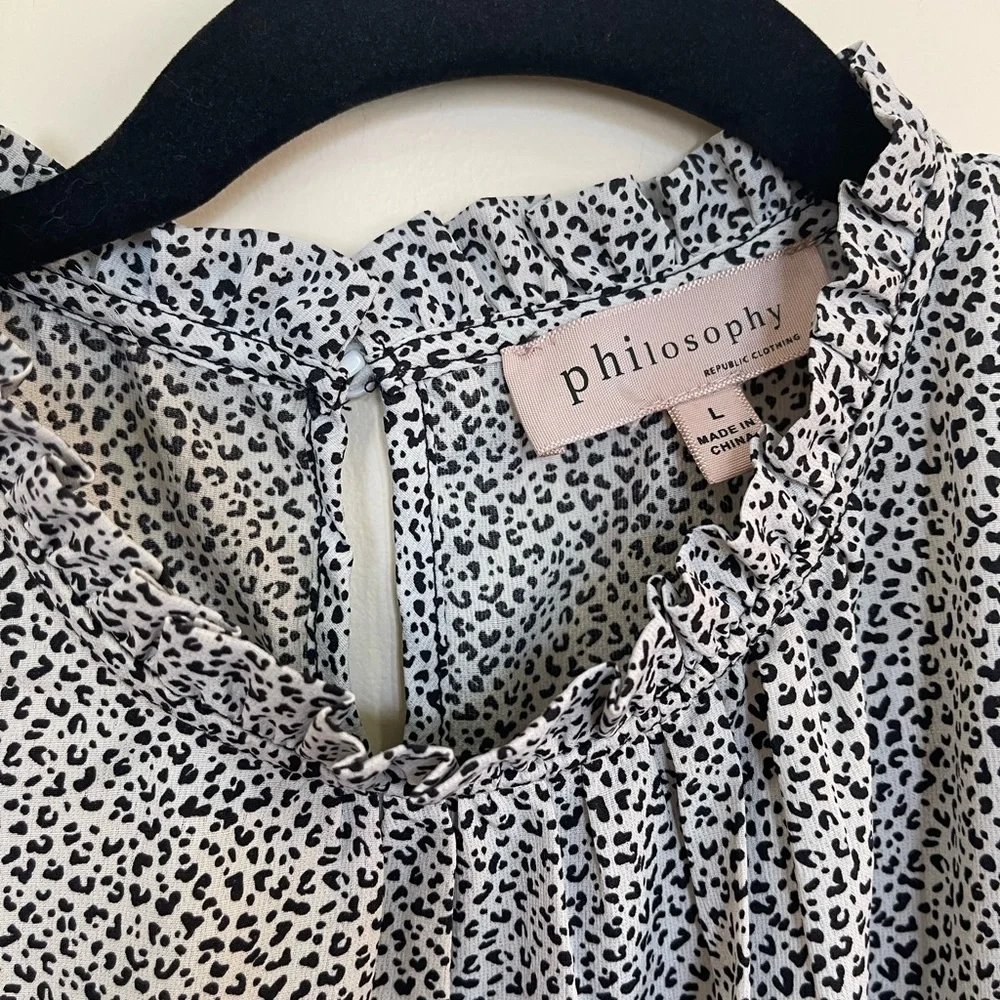 Women’s LG White & Black Print Philosophy Blouse, Never Worn - Picture 3 of 6
